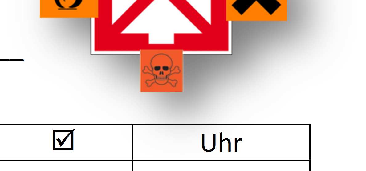 Checkliste Chemieunfall / Chemiebrand oder Brand in der Umgebung Allgemeine Lage Überblick verschaffen Datum: Ereignis: Sofortmassnahmen Fenster und Türen verschliessen Alarmierung