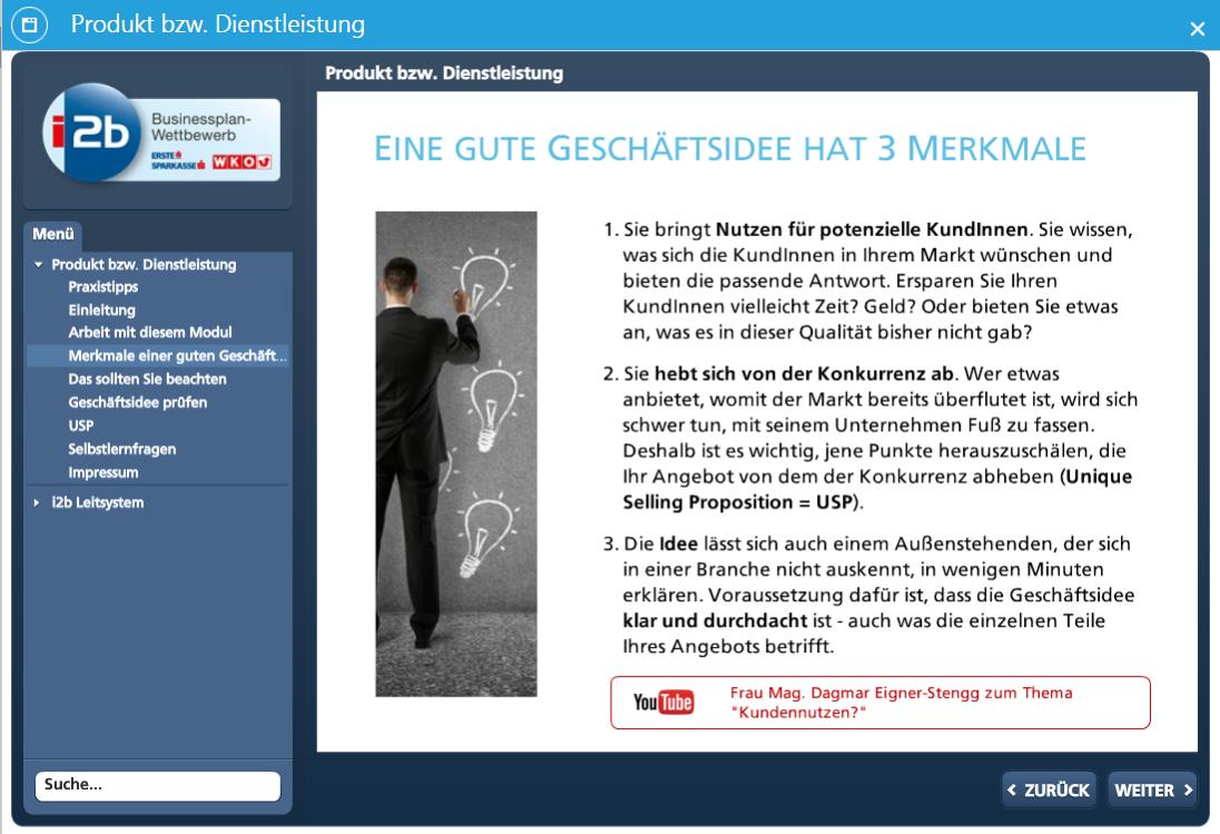 i2b-serviceleistungen elearning Zeit- und Ortsunabhängig Vertiefende Video- Interviews und Audio- Powerpoints Kapitelweise in