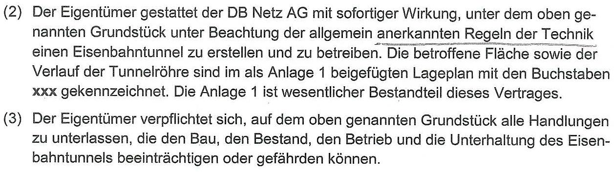 Gestattungsvertrag 1 Absatz 2, und 3