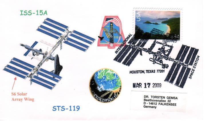 9 STS-119: Trägerstruktur + 2 Solarflügel á 35 Meter ISS-Flug 15A, Discovery F-36 Crew: Kommandant: Lee Archambault; Pilot: Dominic Antonelli; Missionsspez.