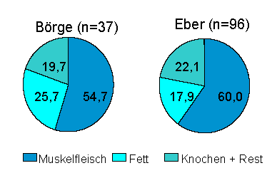 Schlachtkörperzusammensetzung Anteile der Großteilstücke (%) (DOBROWOLSKI et al. 1995, mod.