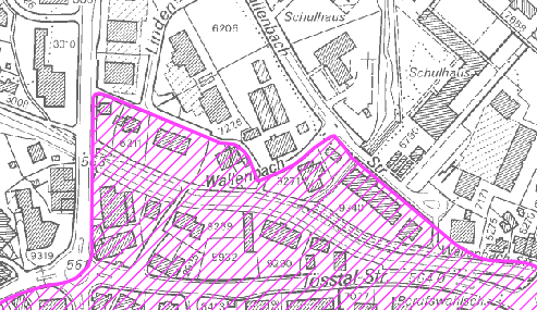 D.2) Wallenbachstrasse: W2.4 in WG2.9 Einzelne Parzellen der vorgesehenen Umzonung befinden sich in der archäologischen Zone.