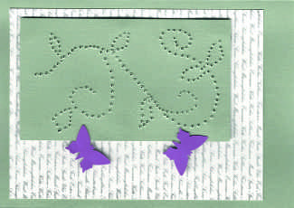 1. 2. 1. Blumenwiese, purpurrot. Mit Blumenmotiven aus verschiedenem, unter anderem handgeschöpftem, Papier. Mit kleiner Perle in der Mitte der Blume. 2. Blumenwiese, citronengelb.