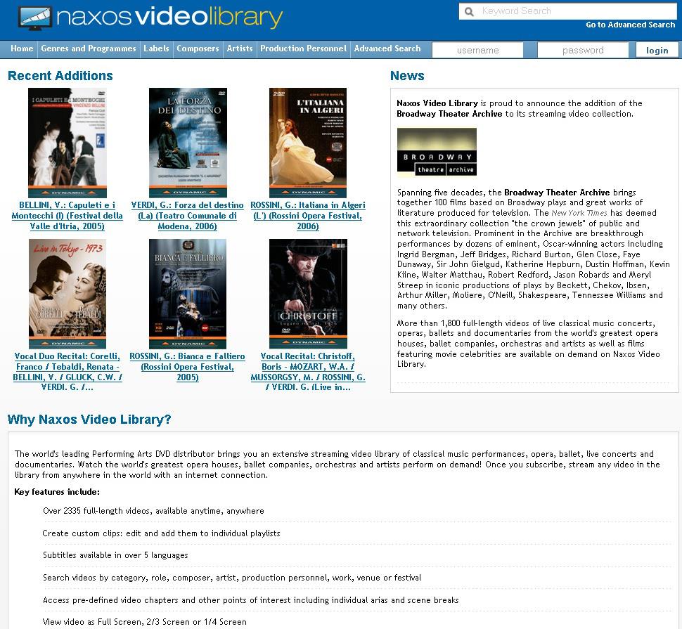 Vorwort: Dieses Benutzerhandbuch informiert Sie und Dich über die Eigenschaften und Funktionen der NAXOS Video Library.