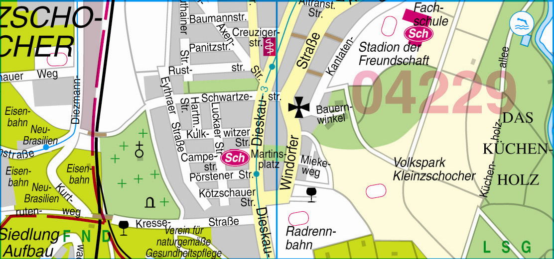 DIE LAGE Die Grundstücke befinden sich im Südwesten von Leipzig, im Stadtteil Kleinzschocher.