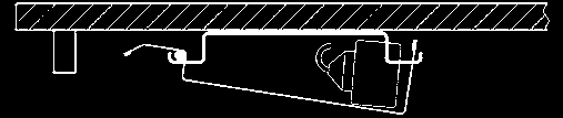 Kabelkanal horizontal abklappbar B = 90 cm H = 7 cm T = 22 cm Kabelspirale horizontal passend für alle Schreibtische und Theke Länge 140 cm, Kunststoff silber Kabelspirale vertikal passend für alle