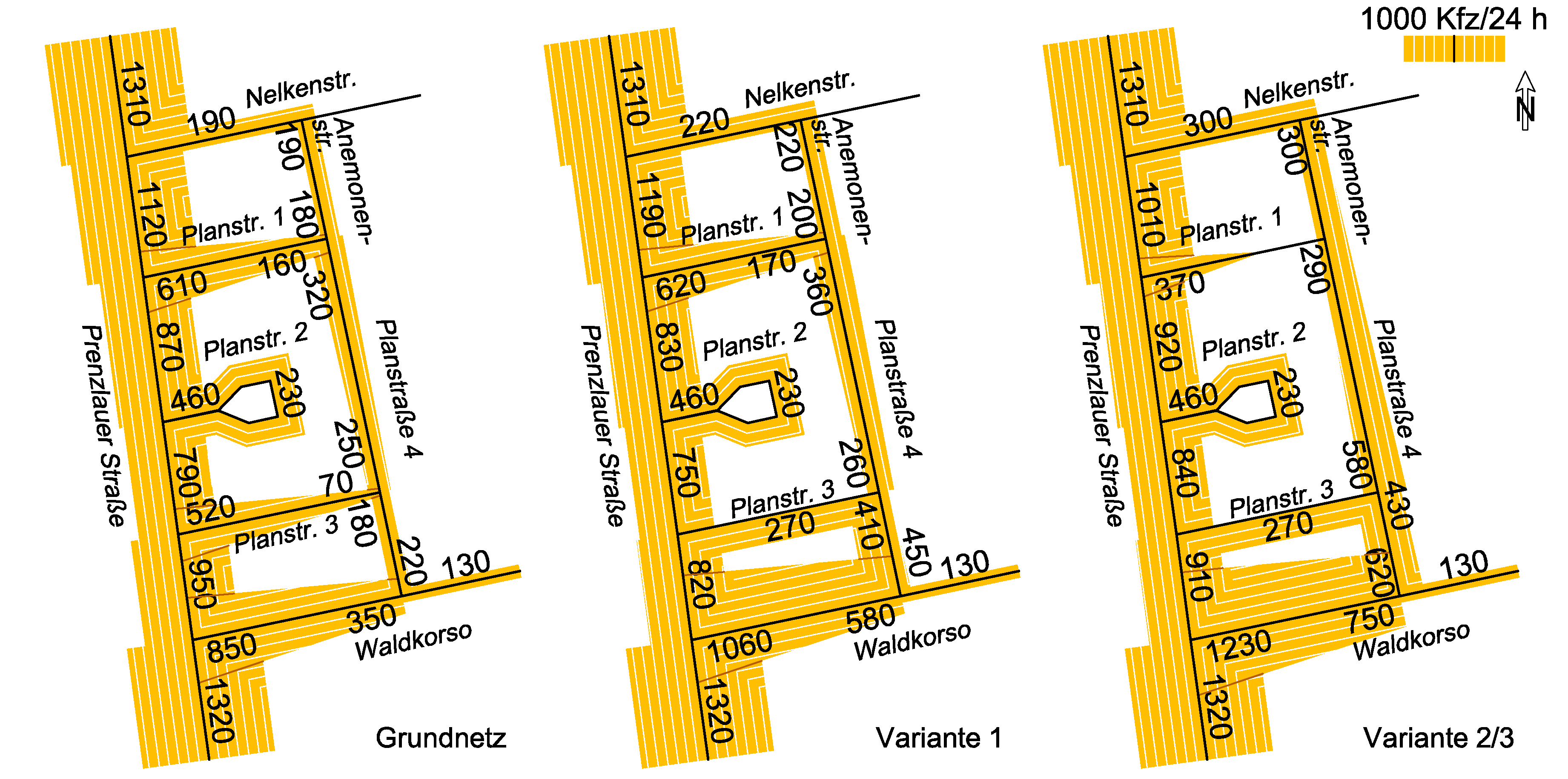 Verkehrsgutachten: Gewerbe- und Wohnungsbaustandort Basdorf- Das grüne Quartier Seite 17 Abbildung 10: Variantenvergleich: Vorhabensbezogener Verkehr 4.