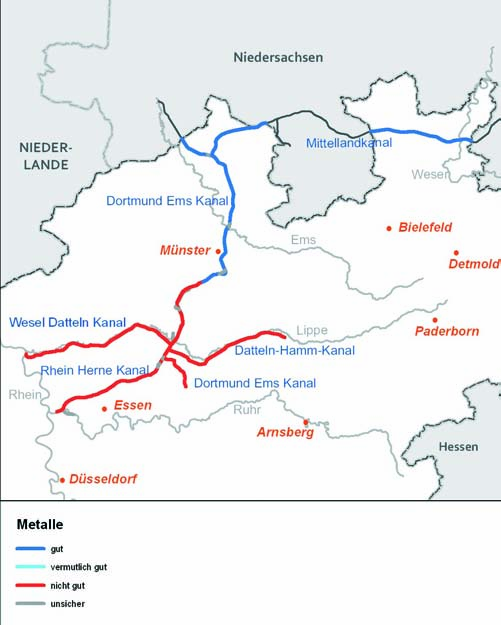 18 Metalle Für Blei, Cadmium, Nickel und Quecksilber wurden im nordrhein-westfälischen Kanalsystem keine Überschreitungen der festgelegten Grenzwerte festgestellt.