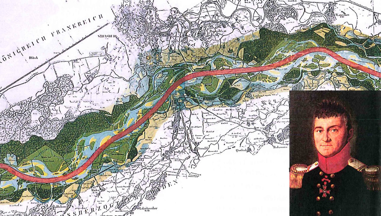 Lauf des Rheins 1838 Denken in großem Maßstab 1770-1828 Der Wasserbauingenieur Johann Gottfried Tulla