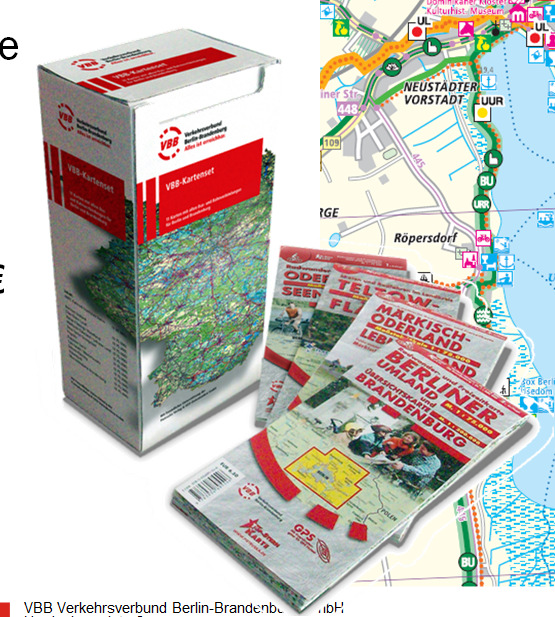 Radtouren planen mit den VBB-Freizeitkarten Touristische Karten für jede Region Brandenburgs sowie Fahrradplan Berlin Incl.
