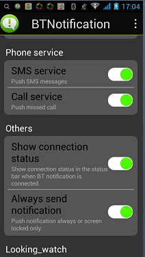 2. Wenn Sie die Push- Benachrichtigungen Ihres Smartphones auf Ihrer Uhr erhalten möchten, öffnen Sie die App und klicken Sie auf das grüne Icon (siehe unten).