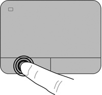Auswählen Verwenden Sie die linke und rechte TouchPad-Taste genauso wie die entsprechenden Tasten einer externen Maus.