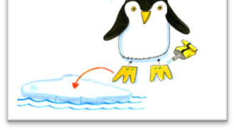 Bastelvorlage: Pinguin aus Filz Mutiger Pinguin: Auf einer Eisscholle fährt er übers Meer! 2 weiße Filzstücke (ca.