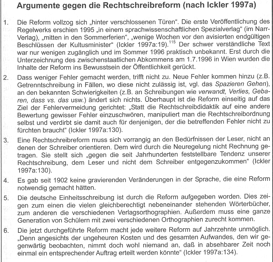 Rechtschreibreform 1996: Kontra- Argumente Quelle: Th.