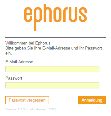 1 Anmelden Um auf Ephorus zugreifen zu können, benötigen Sie ein Konto. Ephorus-Konten werden vom Administrator erstellt. Eine Einladung zur Aktivierung eines Kontos sollten bzw.