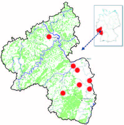 Bastian et al.: Der Bienenfresser (Merops apiaster) in Deutschland 873 Abb. 7: Verbreitung des BF in Rheinland-Pfalz im Jahr 2012 Fig.