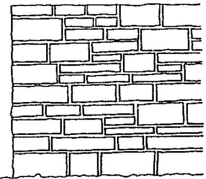 Bruchsteinmauerwerk Diese Form des Mauerwerks ist in seiner ganzen Dicke und in Abständen von höchstens 1,50 m rechtwinklig zur Kraftrichtung auszugleichen.