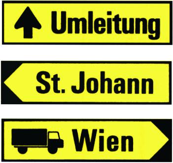 Dieses Zeichen zeigt Entfernungen auf Autobahnen oder Autostraßen an. 16a. VORANKÜNDIGUNG EINER UMLEI- TUNG 15b.