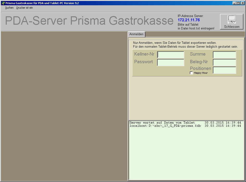 Seite: 4 2. Programmstart Nach dem Starten des PDA-Servers ist dieser sofort betriebsbereit.