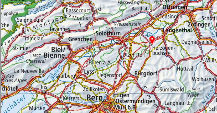 ICT-V Tagung vom 19.11.2016 GEOGRAFIE Theorie 7 d) Beispiel Herzogenbuchsee Bestimme mit Hilfe der Karte auf beide Arten die Koordinaten von Herzogenbuchsee.