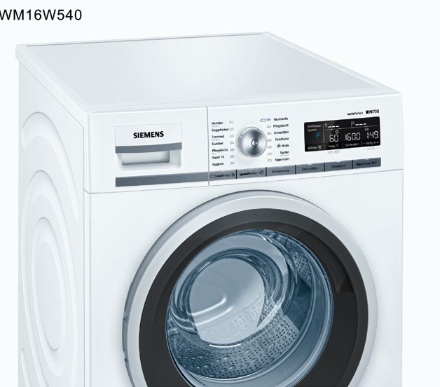 WM16W540 iq700 Premium-Waschmaschine in neuem elegantem Design mit sensorgesteuertem Antiflecken-System. Leistung und Verbrauch. n Energielabel 1 : A+++ ( 30 % 4 )/B n Energie-/Wasser 2 : 137 kwh/9.