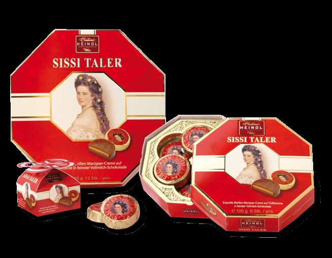 Sissi Taler exquisite apricot marzipan cream and truffle cream in finest whole milk chocolate exquisite