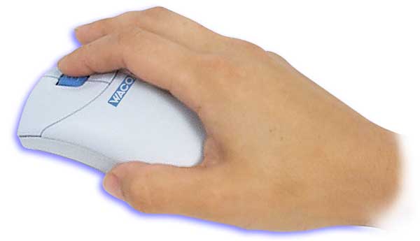 FINGERRAD DER SCHNURLOSEN MAUS VERWENDEN Zur Verwendung des Fingerrads umfassen Sie die schnurlose Graphire-Maus mit der Hand. Der Zeigefinger liegt dabei auf dem Rad. Tastenfunktion.