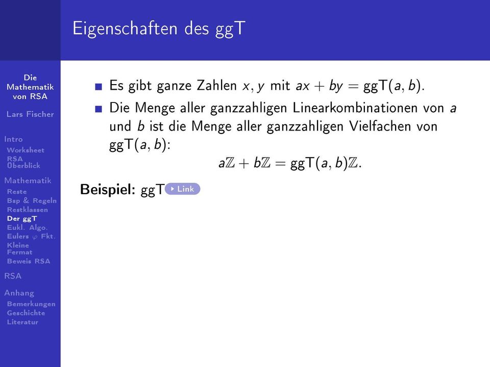 Menge aller ganzzahligen Linearkombinationen von a und b