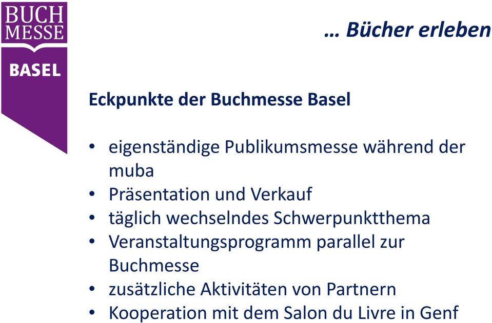 Schwerpunktthema Veranstaltungsprogramm parallel l zur Buchmesse