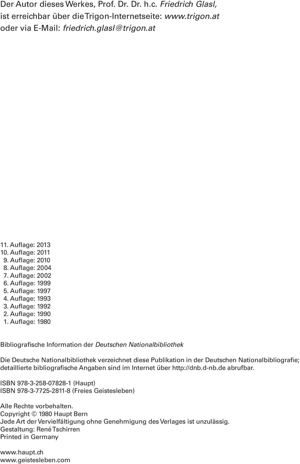 Auflage: 1980 Bibliografische Information der Deutschen Nationalbibliothek Die Deutsche Nationalbibliothek verzeichnet diese Publikation in der Deutschen Nationalbibliografie; detaillierte