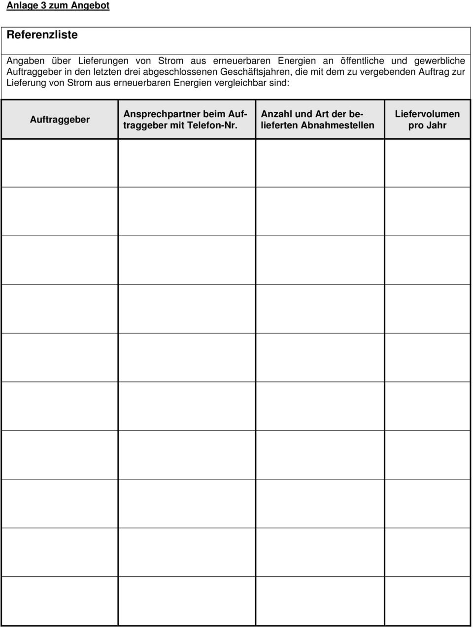 zu vergebenden Auftrag zur Lieferung von Strom aus erneuerbaren Energien vergleichbar sind: Auftraggeber