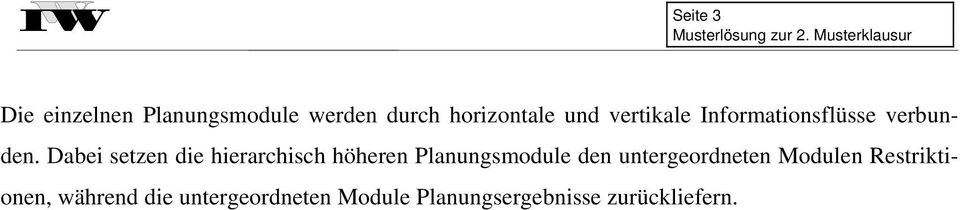 Dabei setzen die hierarchisch höheren Planungsmodule den