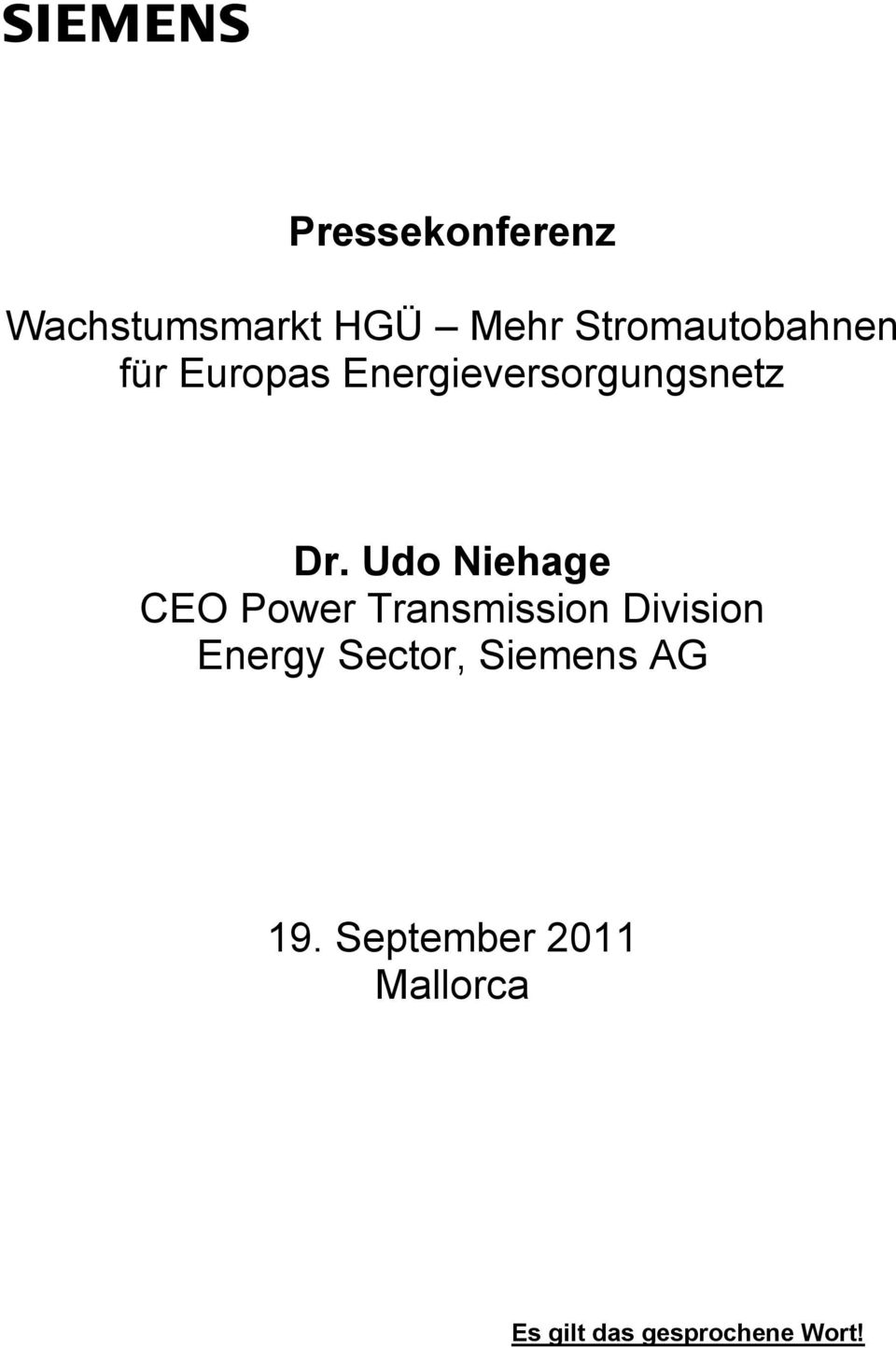 Udo Niehage CEO Power Transmission Division Energy