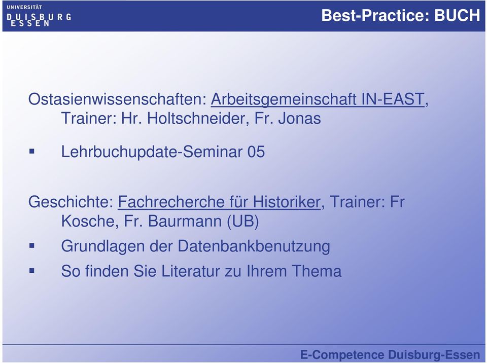 Jonas Lehrbuchupdate-Seminar 05 Geschichte: Fachrecherche für