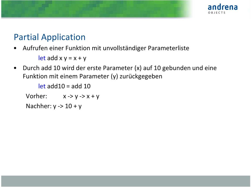 Parameter (x) auf 10 gebunden und eine Funktion mit einem Parameter