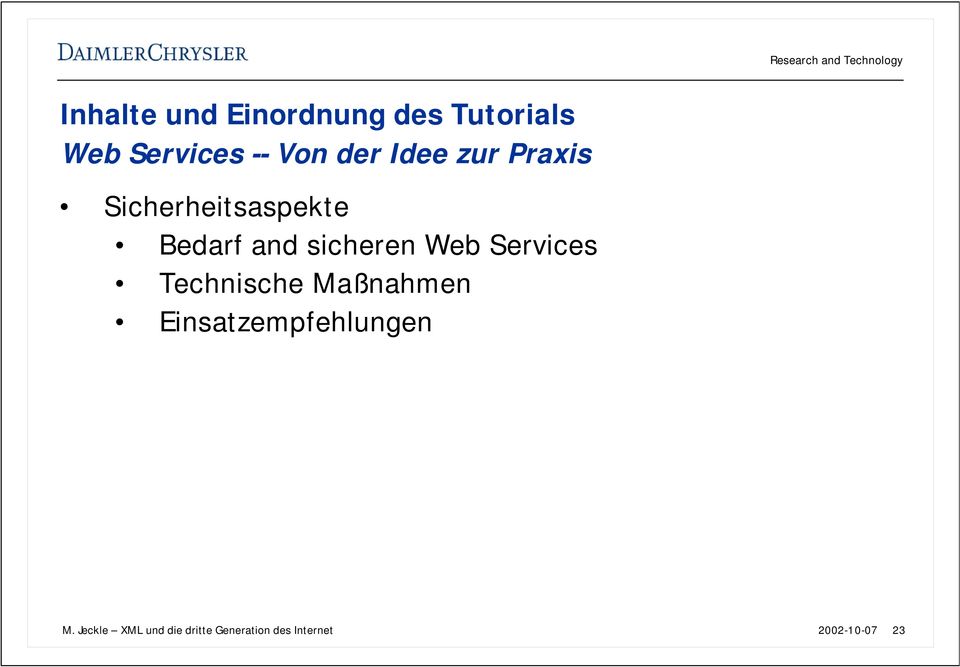 Web Services Technische Maßnahmen Einsatzempfehlungen M.