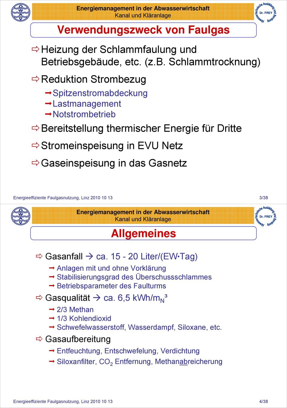 Gaseinspeisung in das Gasnetz Energieeffiziente Faulgasnutzung, Linz 2010 10 13 3/38 Allgemeines Gasanfall ca.