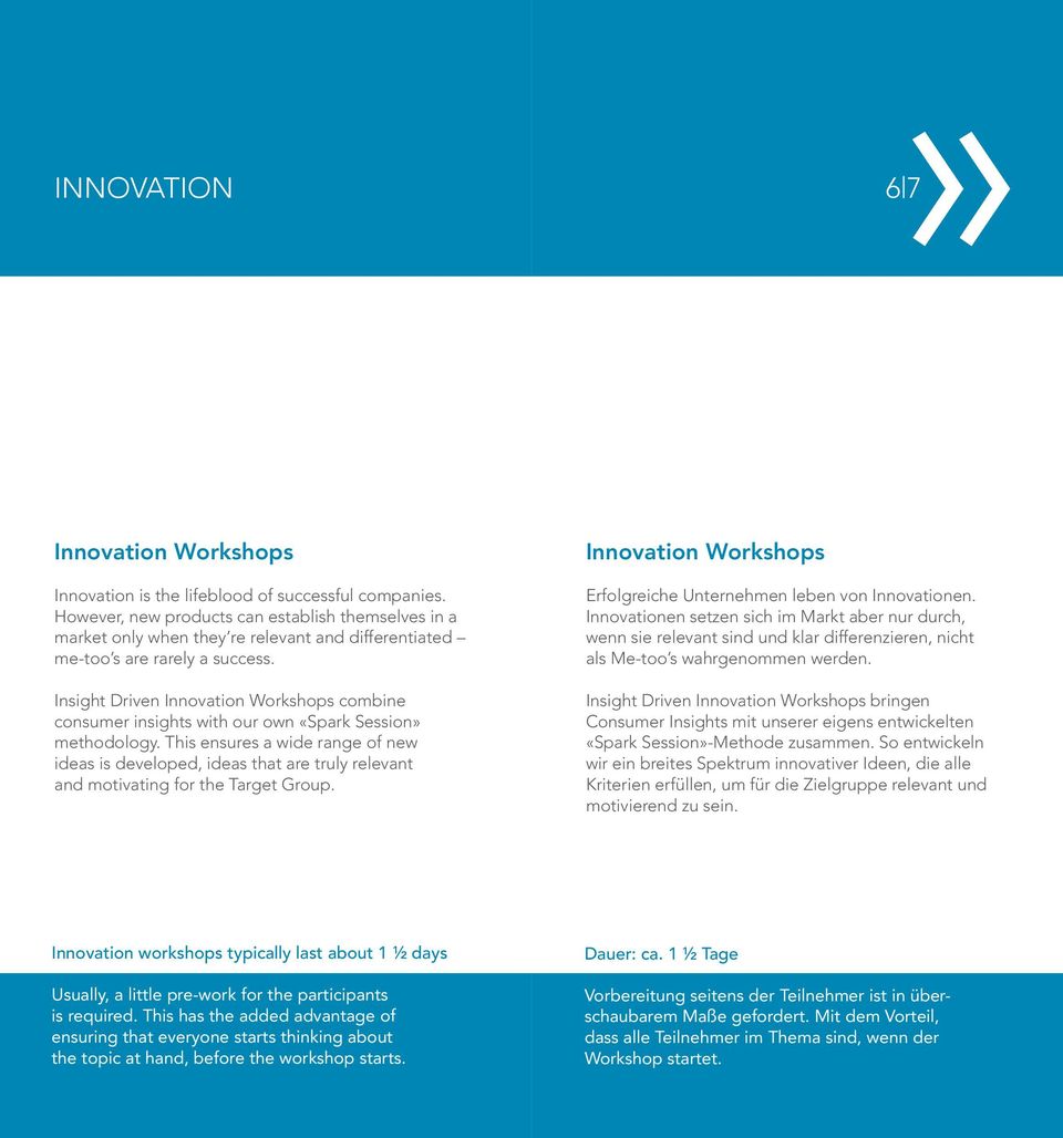 Insight Driven Innovation Workshops combine consumer insights with our own «Spark Session» methodology.