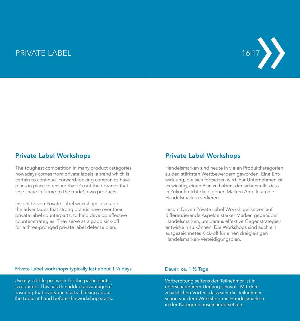 Insight Driven Private Label workshops leverage the advantages that strong brands have over their private label counterparts, to help develop effective counter-strategies.