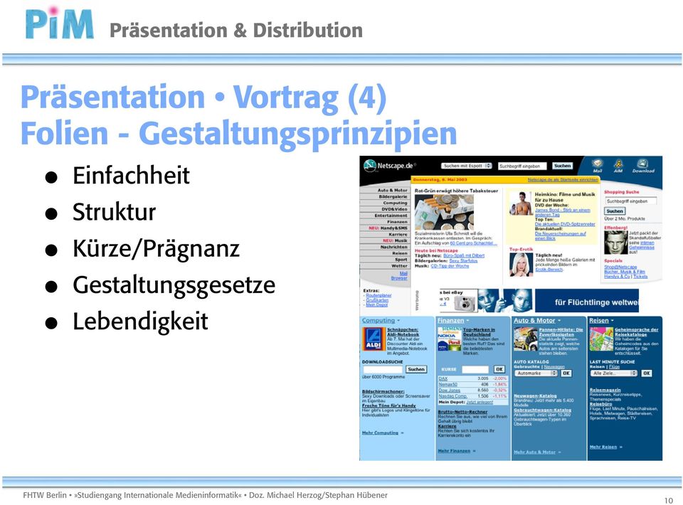 Kürze/Prägnanz Gestaltungsgesetze Lebendigkeit FHTW