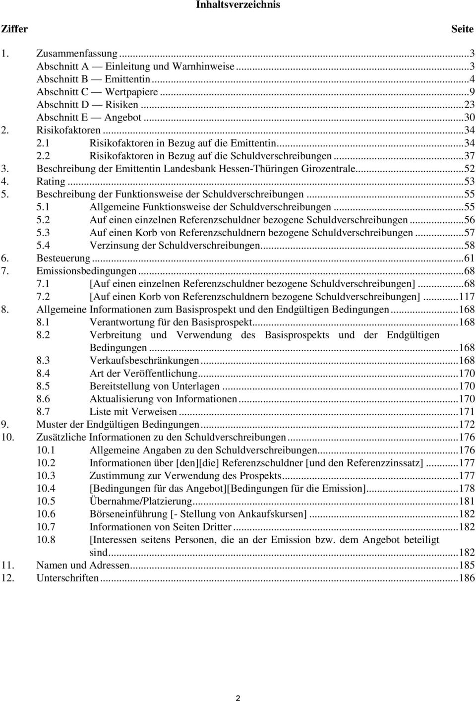 Beschreibung der Emittentin Landesbank Hessen-Thüringen Girozentrale... 52 4. Rating... 53 5. Beschreibung der Funktionsweise der Schuldverschreibungen... 55 5.