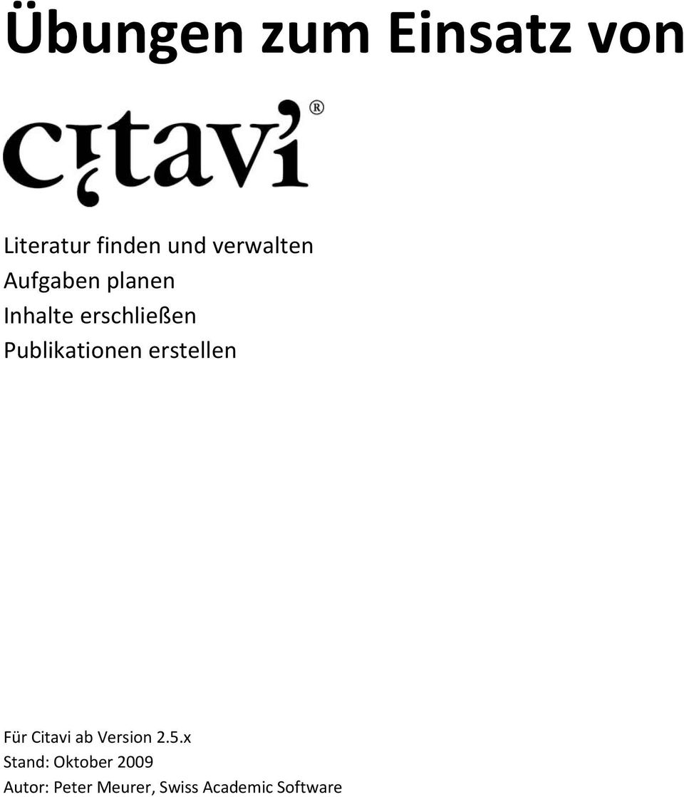 Publikationen erstellen Für Citavi ab Version 2.5.