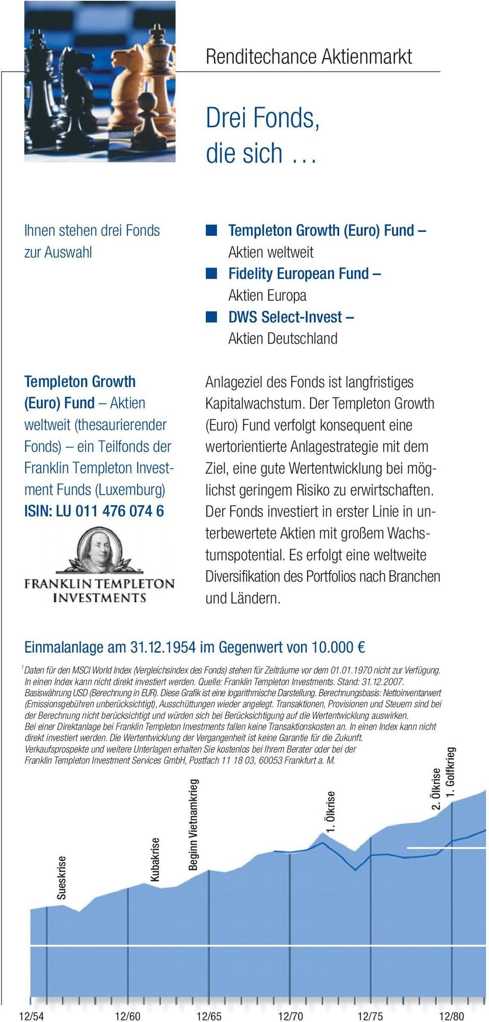 Kapitalwachstum. Der Templeton Growth (Euro) Fund verfolgt konsequent eine wertorientierte Anlagestrategie mit dem Ziel, eine gute Wertentwicklung bei möglichst geringem Risiko zu erwirtschaften.