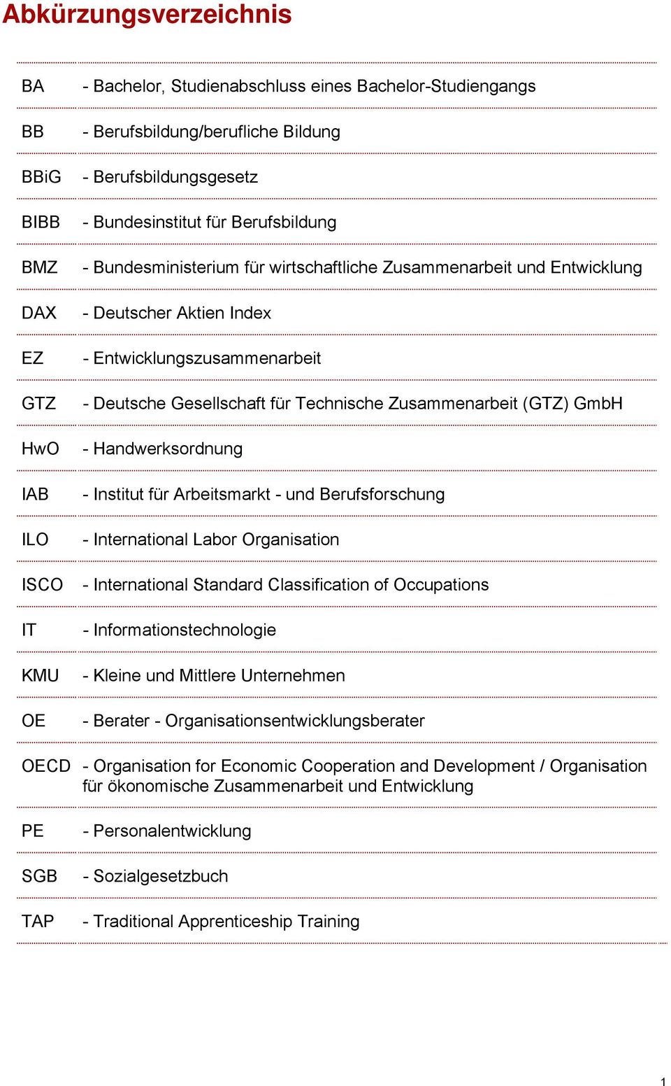 Zusammenarbeit (GTZ) GmbH - Handwerksordnung - Institut für Arbeitsmarkt - und Berufsforschung - International Labor Organisation - International Standard Classification of Occupations -