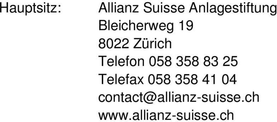 Zürich Telefon 8 358 83 25 Telefax 8