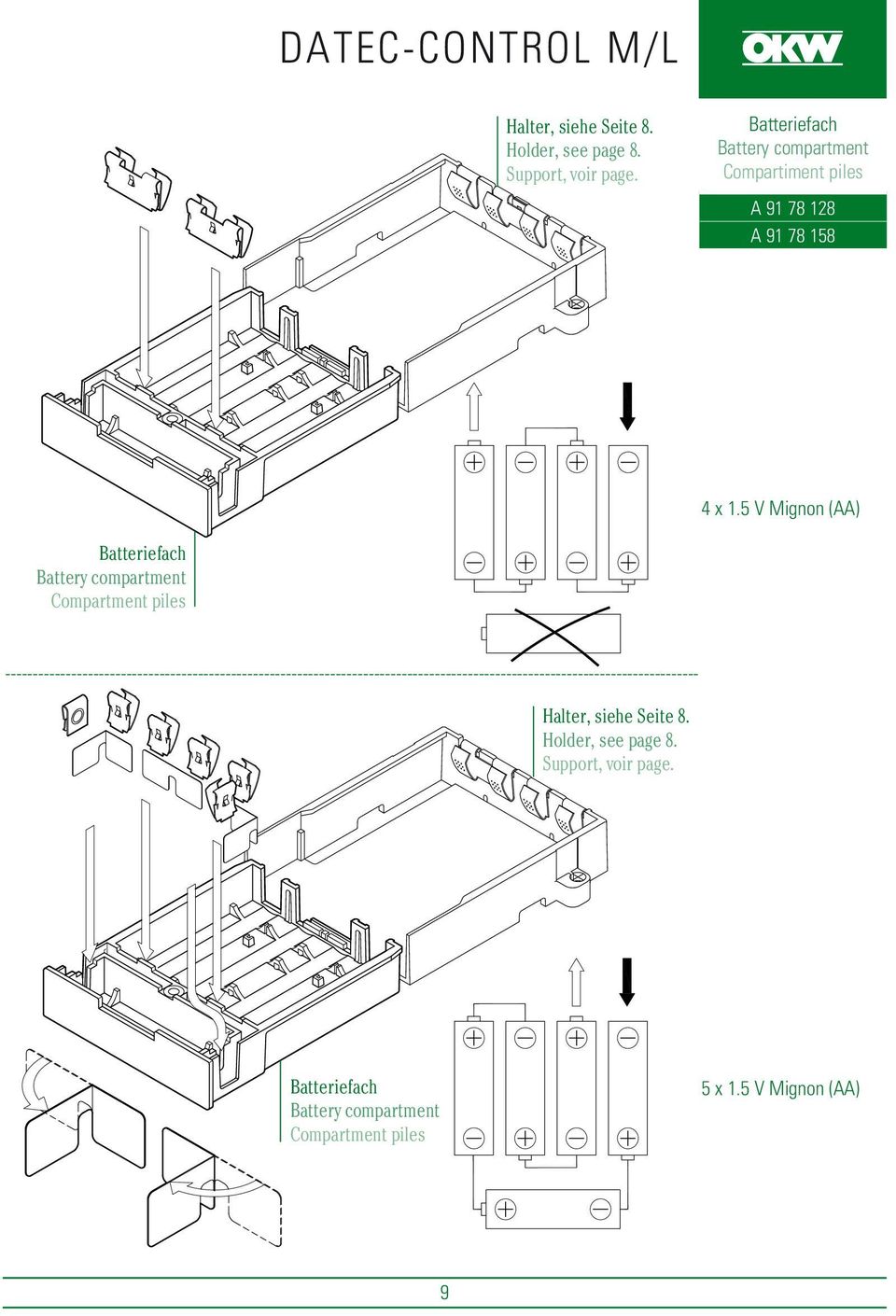 5 V Mignon (AA) Batteriefach Battery compartment Compartment piles