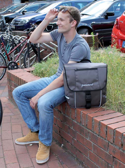 EH0283 00 32 x 34 x 16 cm Schwarz 16 Liter Haberland Fahrradtasche Einzeltasche Kunstleder Haken-Befestigung