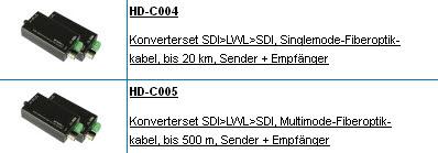 HD-SDI Konverter / Repeater 15 Zur Bildanzeige auf Monitoren, die keinen direkten SDI Eingang haben, ist eine Umsetzung auf die HDMI-Norm notwendig. Dieses erfolgt über entsprechende Konverter.