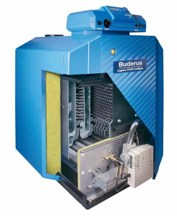 Gas-Niedertemperatur-Heizkessel Bedienungsfreundlich Das Regelsystem Logamatic 2000 verfügt über die einfache Drücken und Drehen -Bedienung und Klartext-Anzeige.