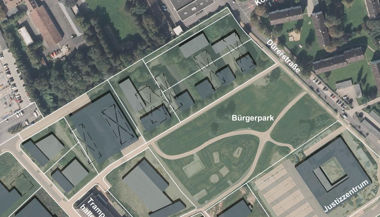 Ausschnitt städtebauliches Konzept der BKEG: Gewerbe Gewerbe Wohnen Wohnen Parkhaus Allgemeine Rahmenbedingungen Lage nördlich des städtischen Bürgerparks.